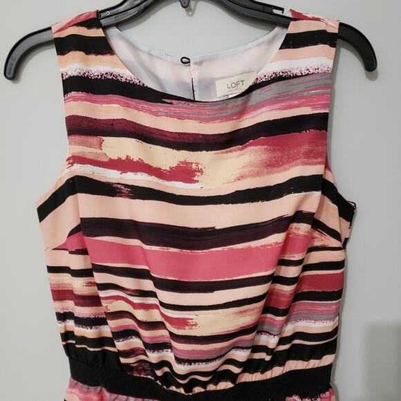LOFT Striped Boat Neck Sleeveless Cinched Dress Small - Picture 6 of 11